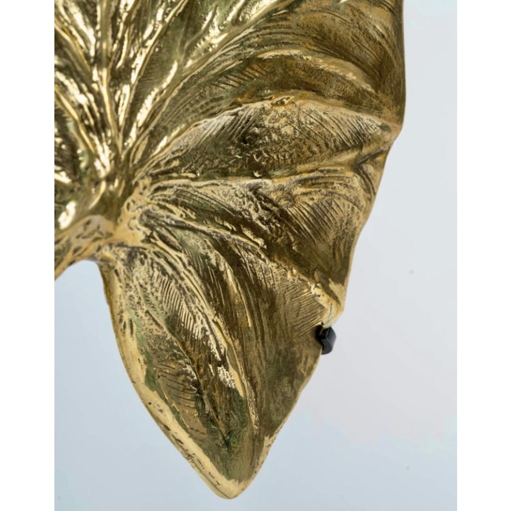 1970 Feuille en bronze doré dessinée par Christiane Charles Maison Charles | Biron 