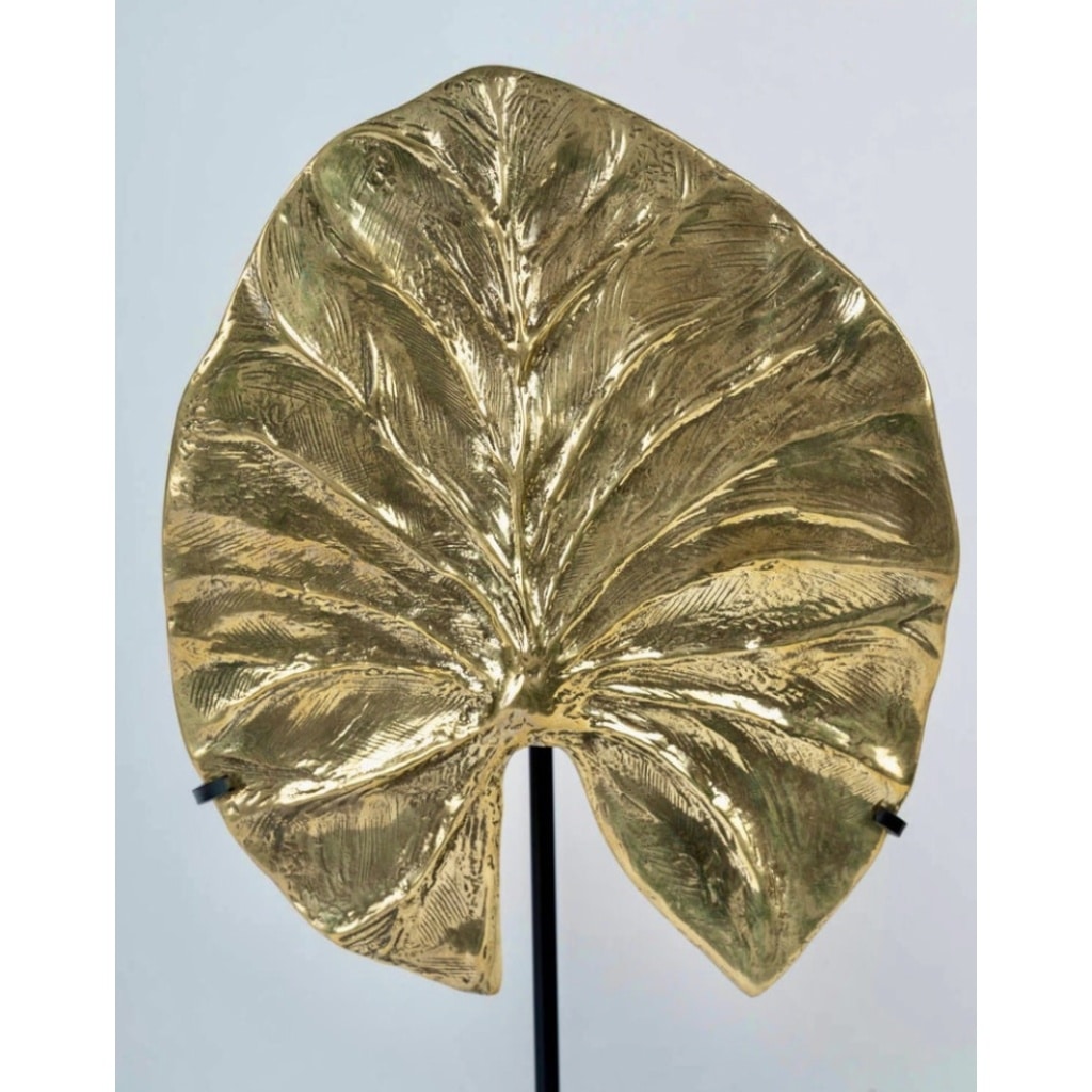 1970 Feuille en bronze doré dessinée par Christiane Charles Maison Charles | Biron 