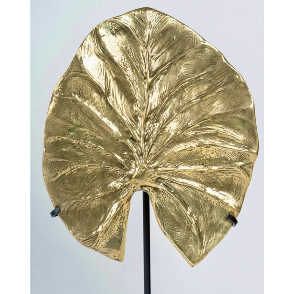 1970 Feuille en bronze doré dessinée par Christiane Charles Maison Charles | Biron 