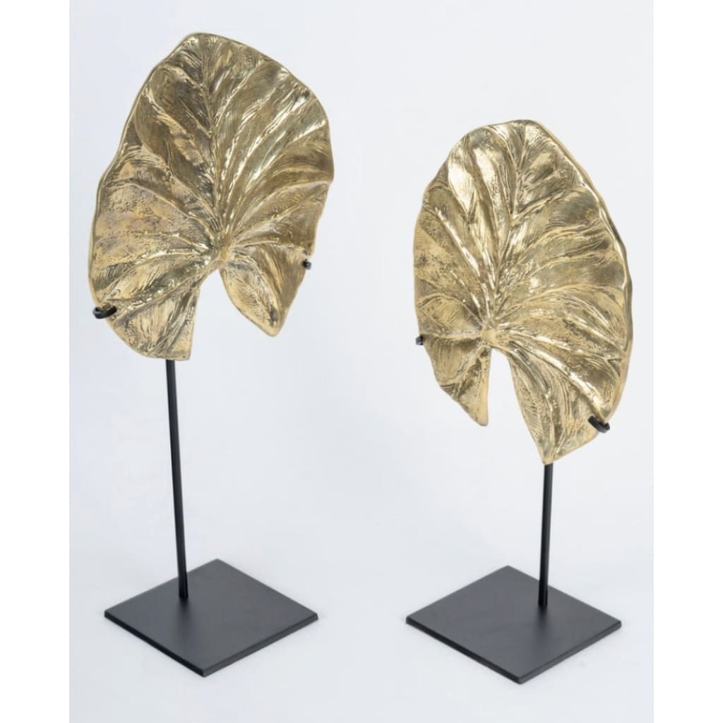 1970 Feuille en bronze doré dessinée par Christiane Charles Maison Charles | Biron 