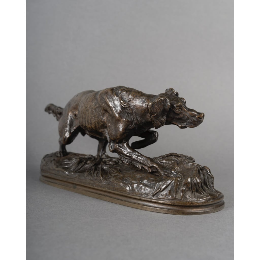 Sculpture – Chien Épagneul « Sultan » , Pierre – Jules Mêne (1810-1879) – Bronze | Biron 