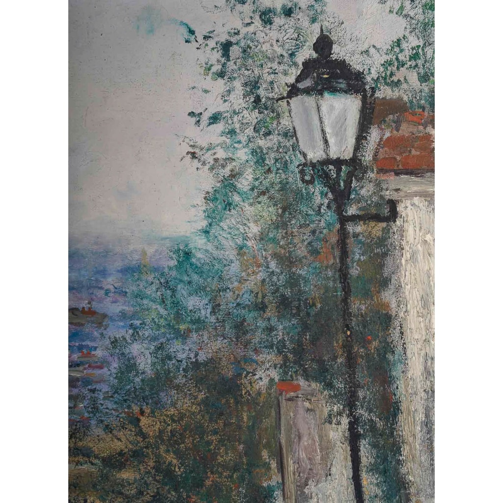 Serge Belloni (1925-2005) L’escalier de la rue du Calvaire à Montmartre huile sur toile vers 1953 | Biron 