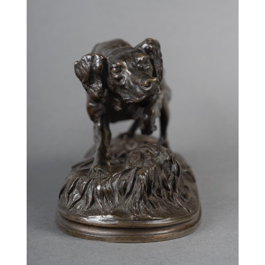 Sculpture – Chien Épagneul « Sultan » , Pierre – Jules Mêne (1810-1879) – Bronze | Biron 