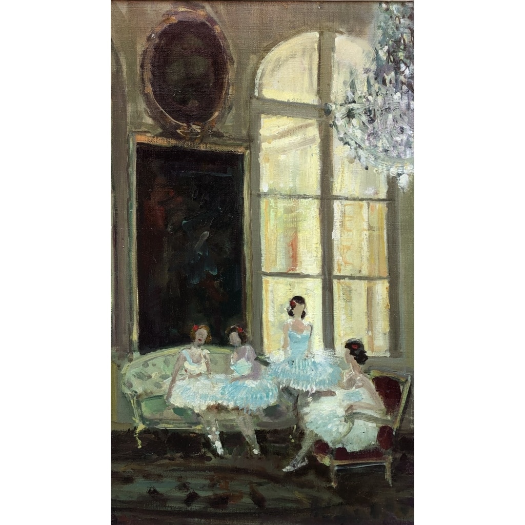HERVE Max Les danseuses au repos Huile sur toile signée Certificat d’authenticité | Biron 