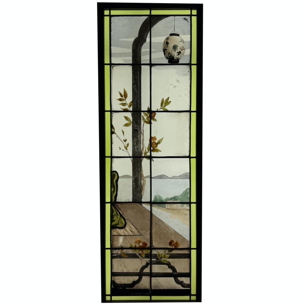 Vitrail au lampion (H137,5cm L46,5cm) | Biron 
