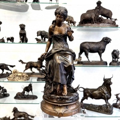Sculpture - Retour Des Hirondelles , Auguste Moreau (1834-1917) - Bronze