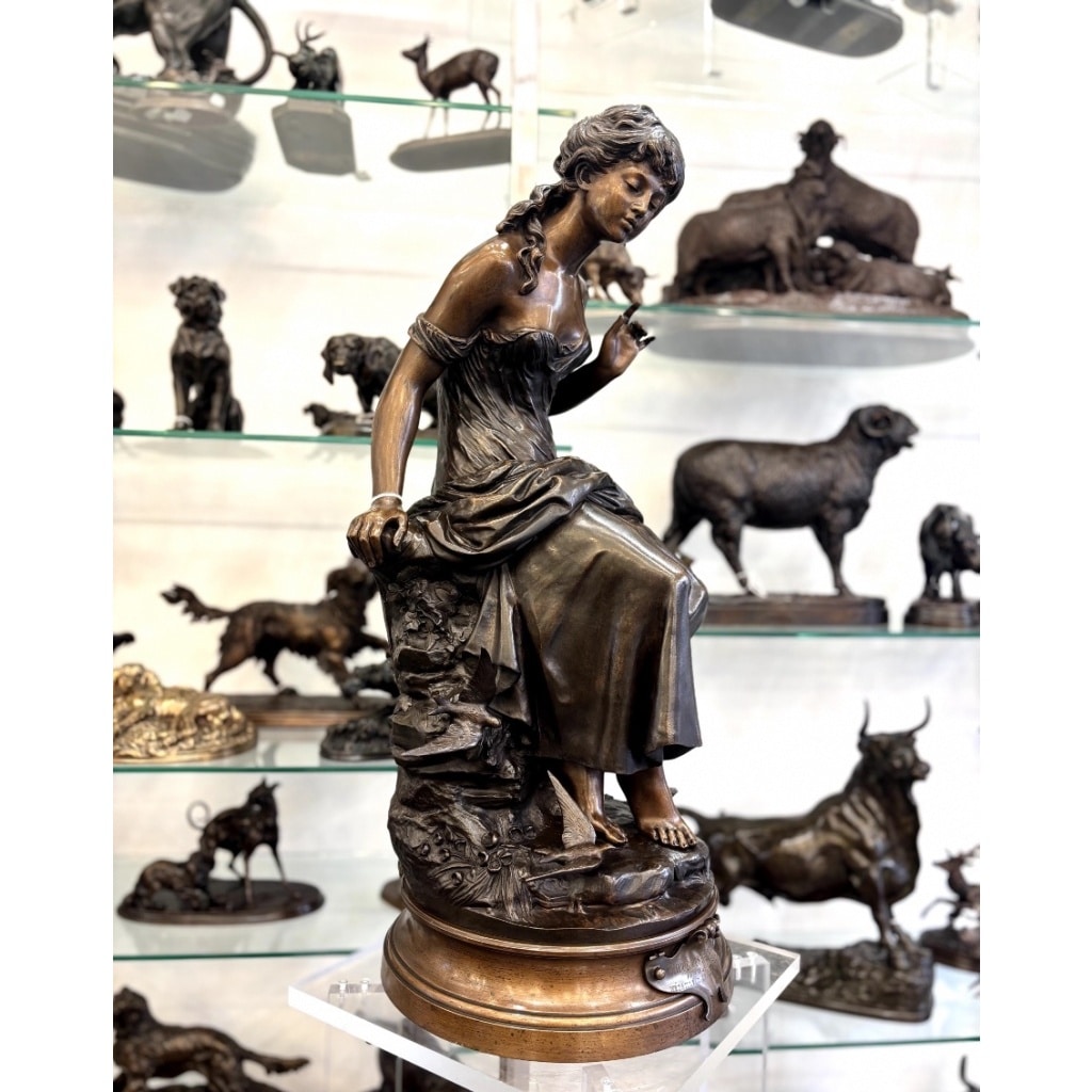 Sculpture – Retour Des Hirondelles , Auguste Moreau (1834-1917) – Bronze | Biron 
