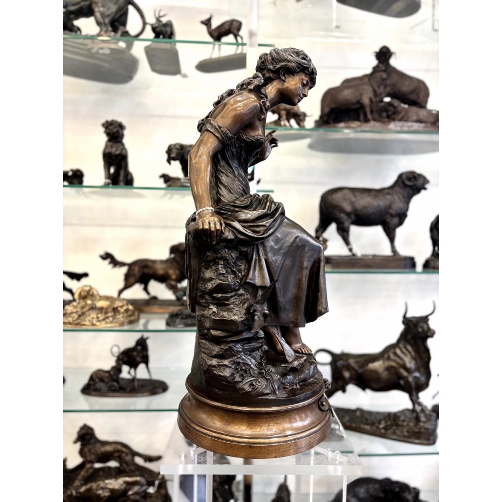 Sculpture – Retour Des Hirondelles , Auguste Moreau (1834-1917) – Bronze | Biron 