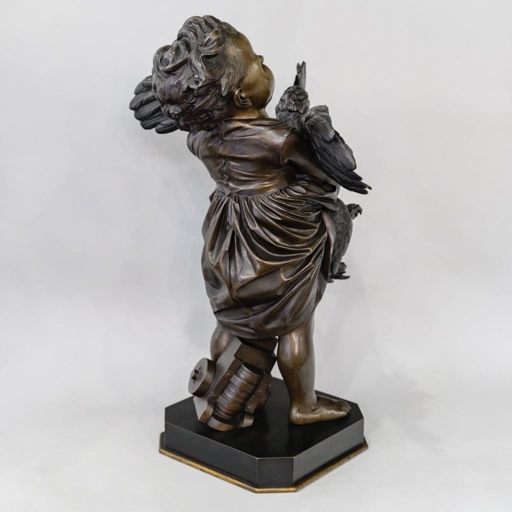 Sculpture – L’ Enfant Au Coq , Adriano Cecioni (1838-1886) – Bronze | Biron 