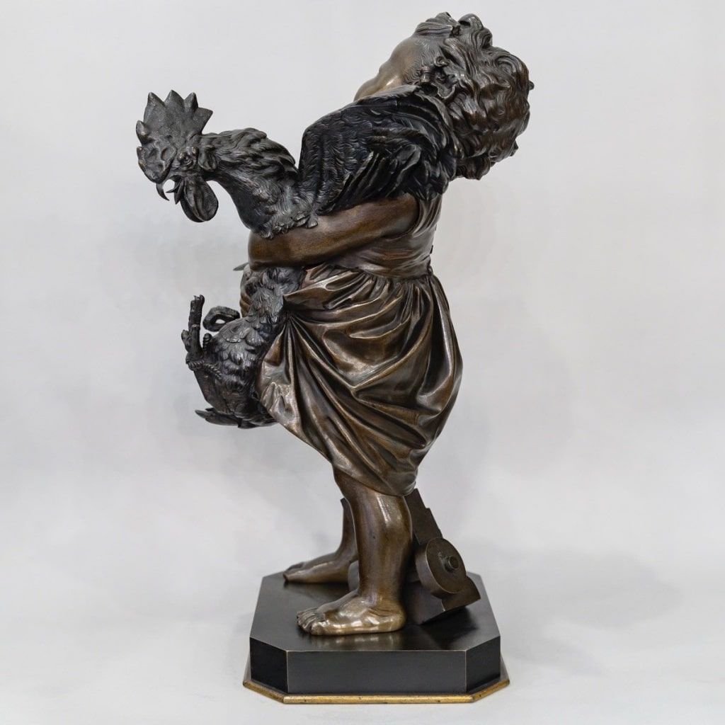 Sculpture – L’ Enfant Au Coq , Adriano Cecioni (1838-1886) – Bronze | Biron 