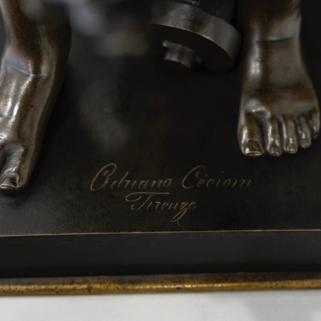 Sculpture – L’ Enfant Au Coq , Adriano Cecioni (1838-1886) – Bronze | Biron 