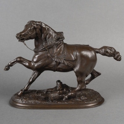 Sculpture - Le Cheval Percheron , Pierre Lenordez (1815 - 1892) - Bronze