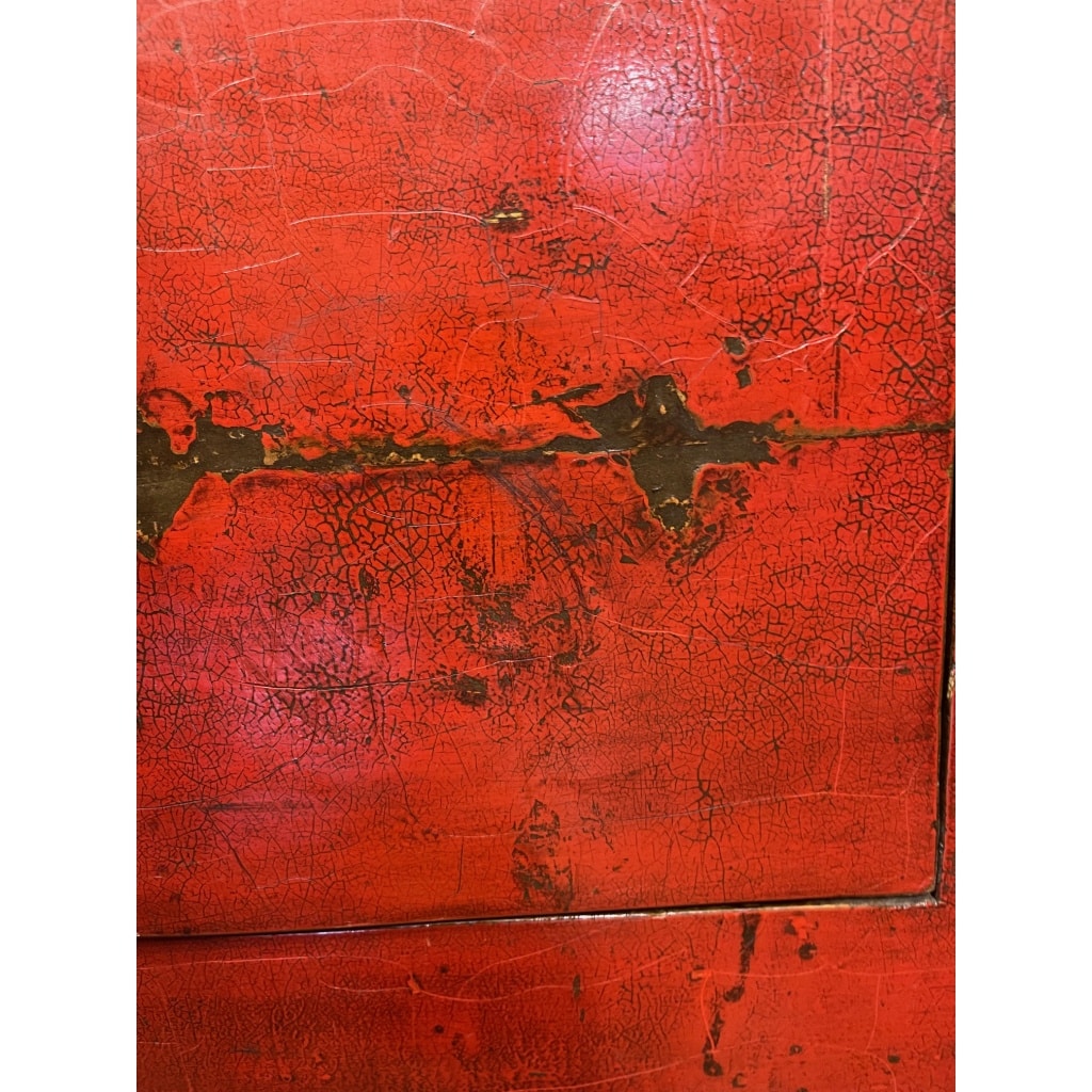 Meuble bas ancien chinois laqué rouge | Biron 