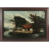 École Flamande du XVIIIème siècle, Huile sur Bois, La Maison au bord de la Rivière | Biron 