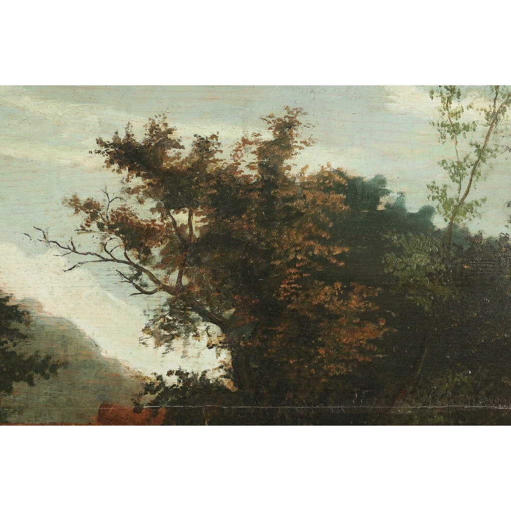 École Flamande du XVIIIème siècle, Huile sur Bois, La Maison au bord de la Rivière | Biron 