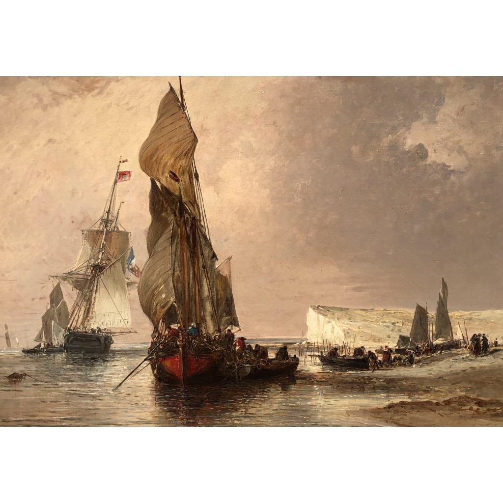 NOEL Jules Le Tréport en 1870 Huile sur toile signée située et datée Certificat d’authenticité | Biron 