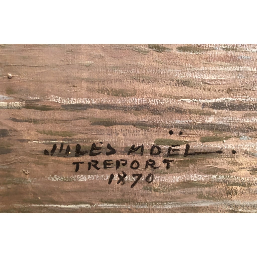 NOEL Jules Le Tréport en 1870 Huile sur toile signée située et datée Certificat d’authenticité | Biron 