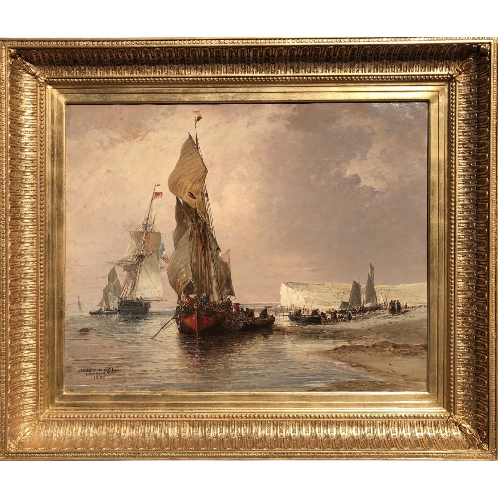 NOEL Jules Le Tréport en 1870 Huile sur toile signée située et datée Certificat d’authenticité | Biron 