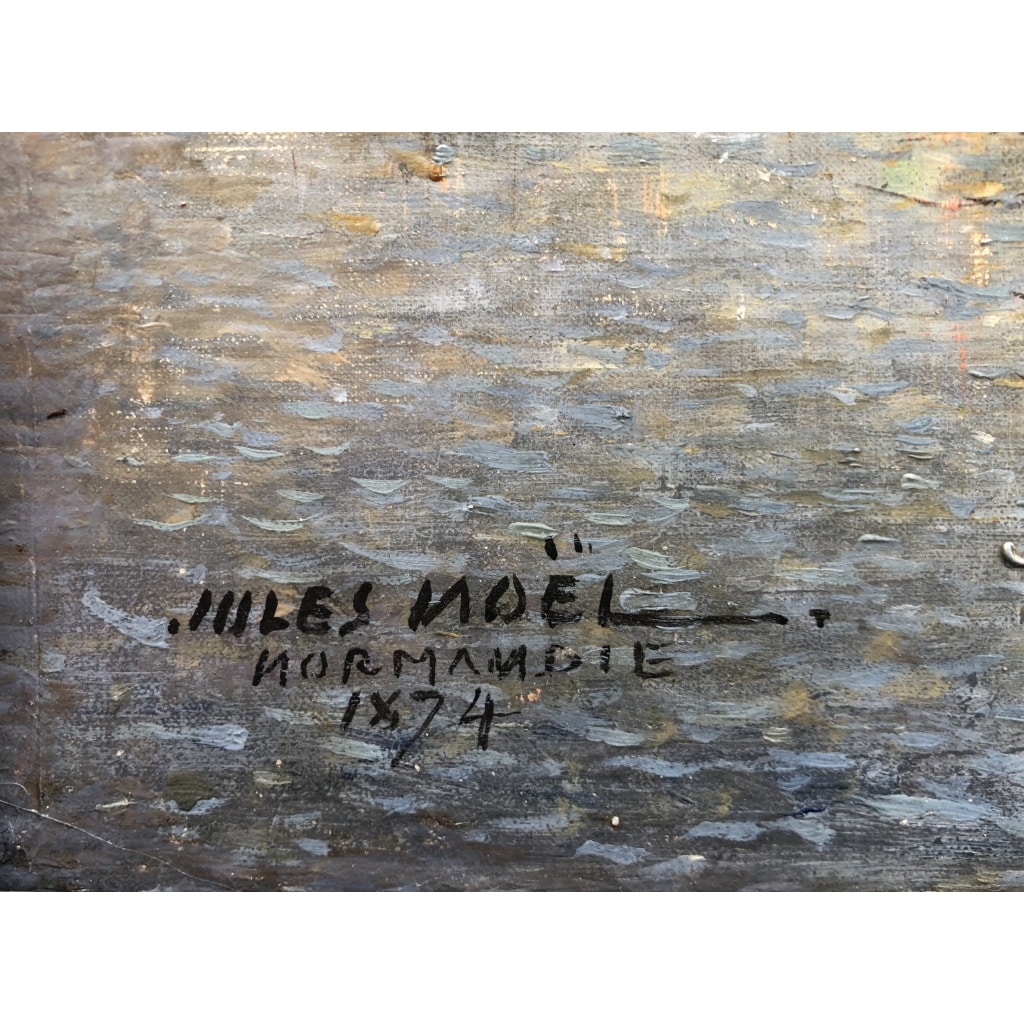 NOEL Jules Tableau Français Ancien 19è Port En Normandie Huile Sur Toile Signée Et Datée Certificat d’authenticité | Biron 