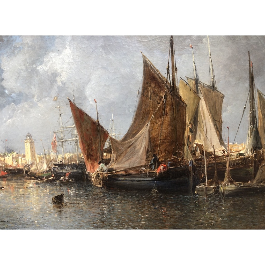 NOEL Jules Tableau Français Ancien 19è Port En Normandie Huile Sur Toile Signée Et Datée Certificat d’authenticité | Biron 
