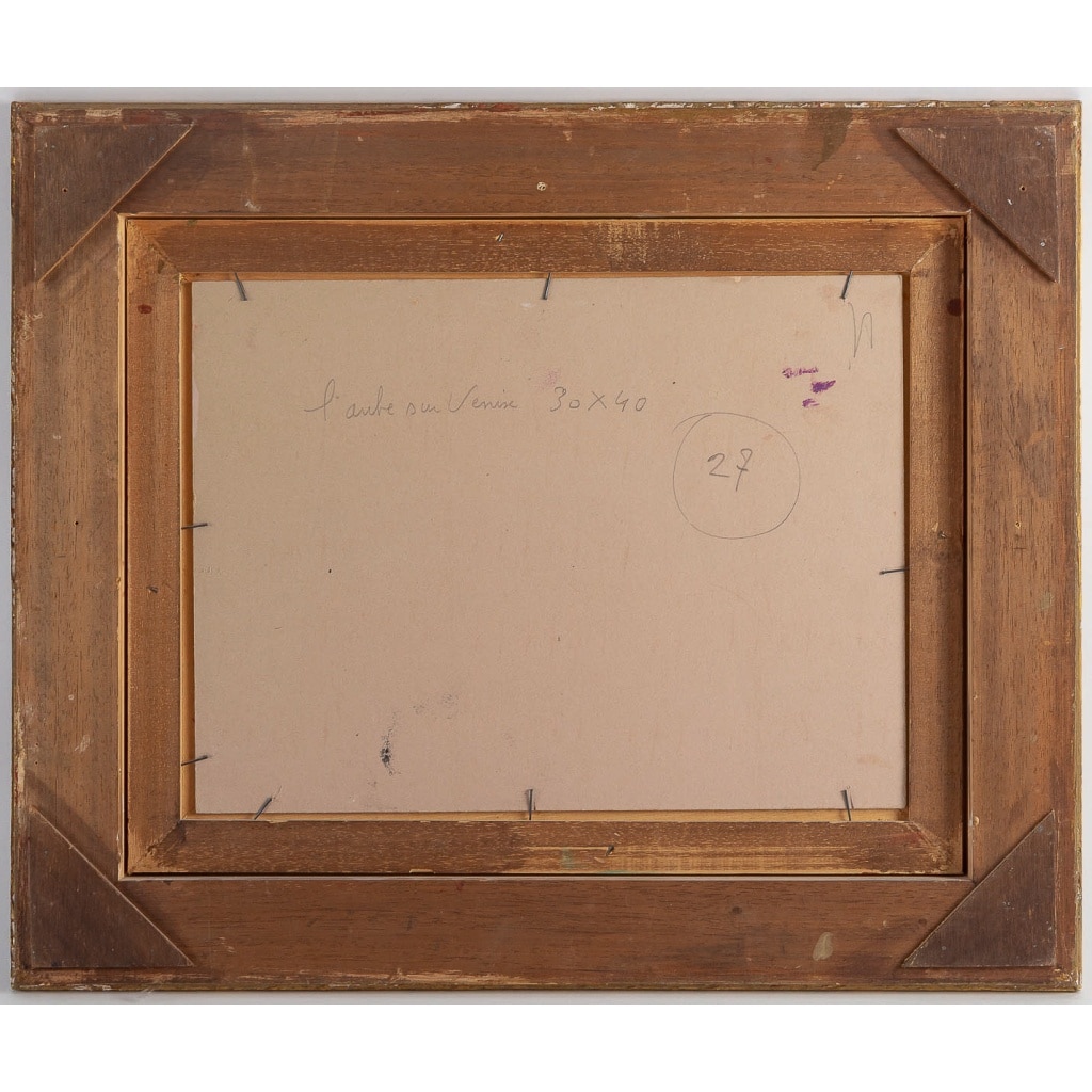 Serge Belloni (1925-2005) – L’Aube sur la Maison Rose sur le Grand Canal huile sur panneau vers 1970 | Biron 