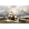 MUSIN François Ecole Belge 19è Marine Navires Quittant Le Port Huile sur Toile Signée Certificat d’authenticité | Biron 