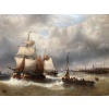MUSIN François Ecole Belge 19è Marine Navires Quittant Le Port Huile sur Toile Signée Certificat d’authenticité | Biron 