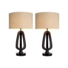 Paire de lampes de table en bronze patiné et base en granit noir. | Biron 