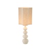 Paire de lampes de table en céramique blanche craquelée et laiton patiné. | Biron 