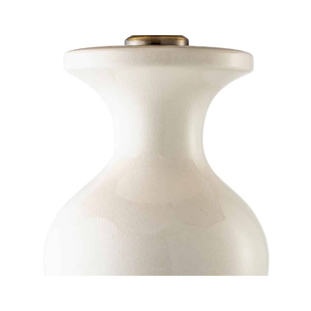 Paire de lampes de table en céramique blanche craquelée et laiton patiné. | Biron 