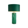 Paire de lampes de table en céramique verte craquelée et finition laiton patiné. | Biron 