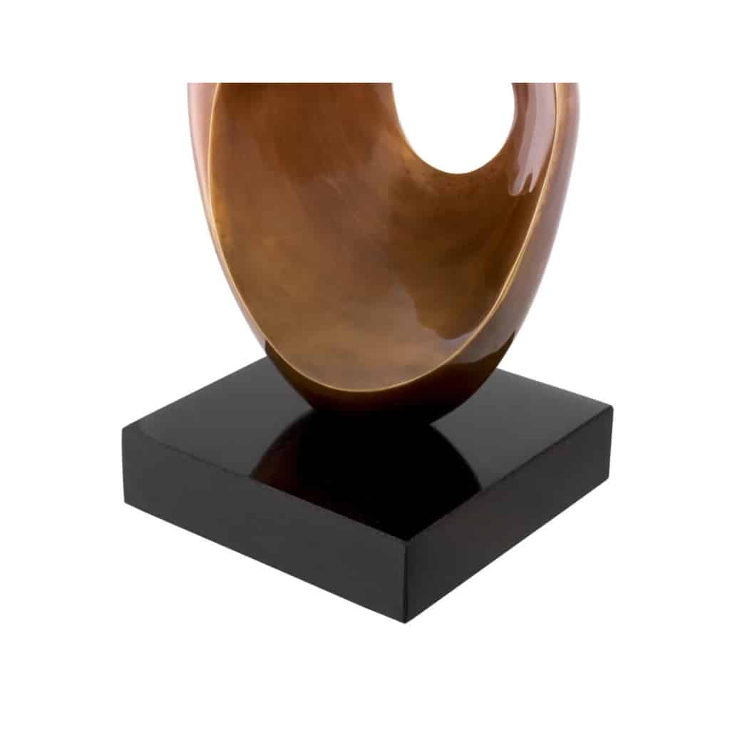 Paire de lampes de table en laiton patiné et base en granit noir. | Biron 