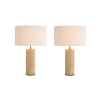 Paire de lampes de table en travertin et laiton patiné. | Biron 