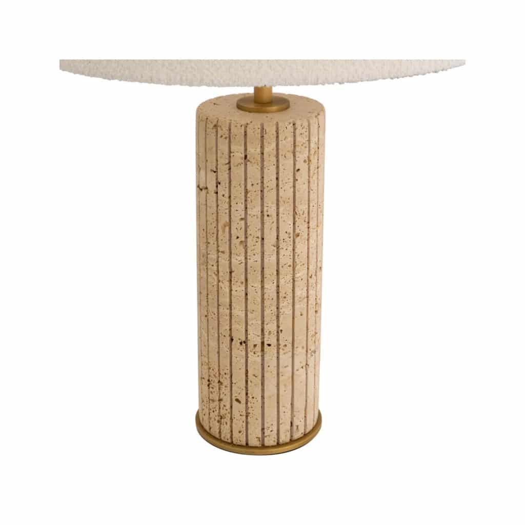 Paire de lampes de table en travertin et laiton patiné. | Biron 