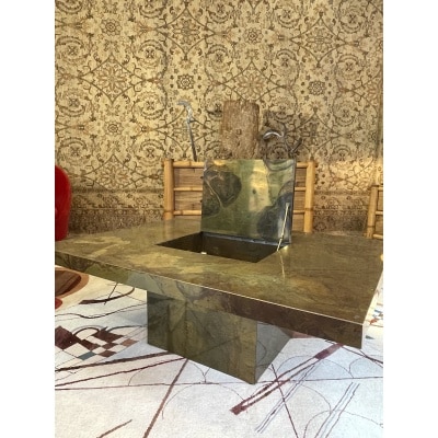Table basse bar en laiton oxydé, 1970s