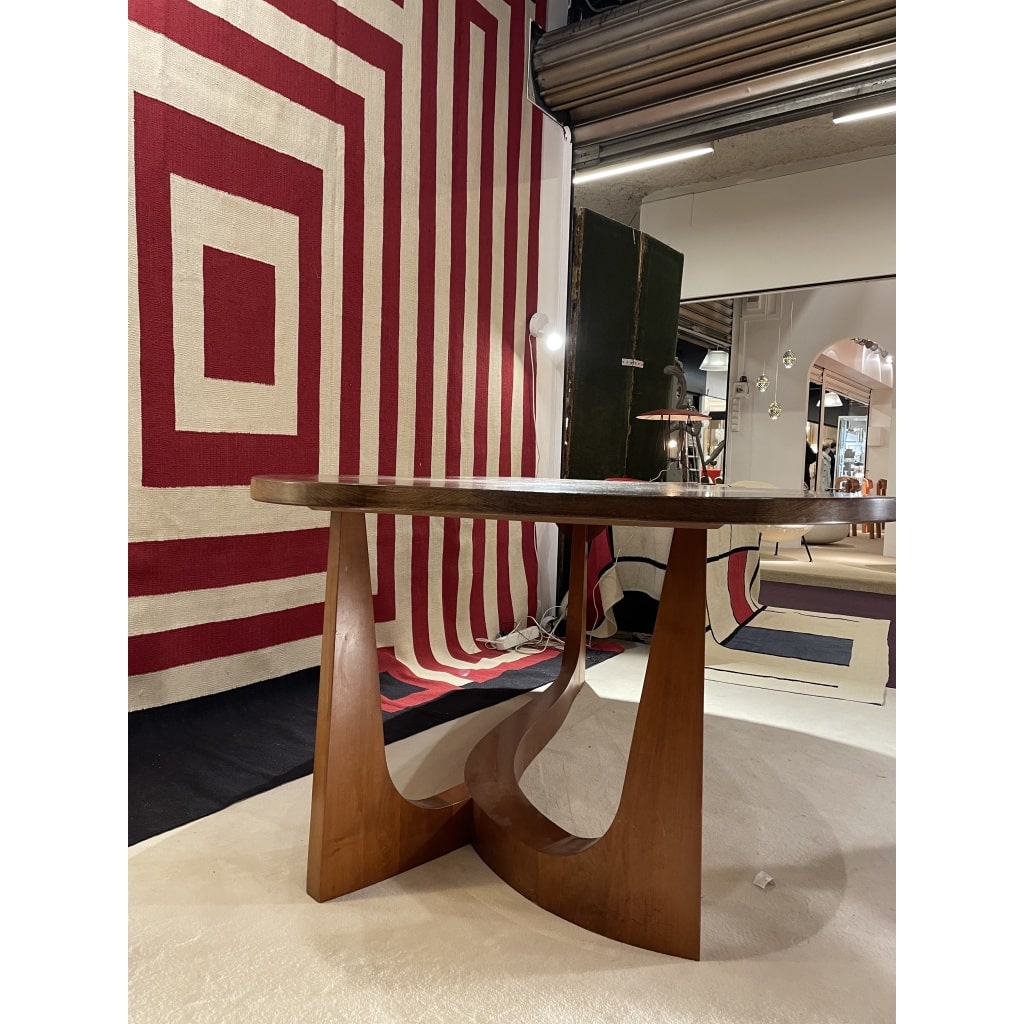 Grande table très originale de Jeannette Laverrière en wengué massif, d’après Georges Jouve | Biron 