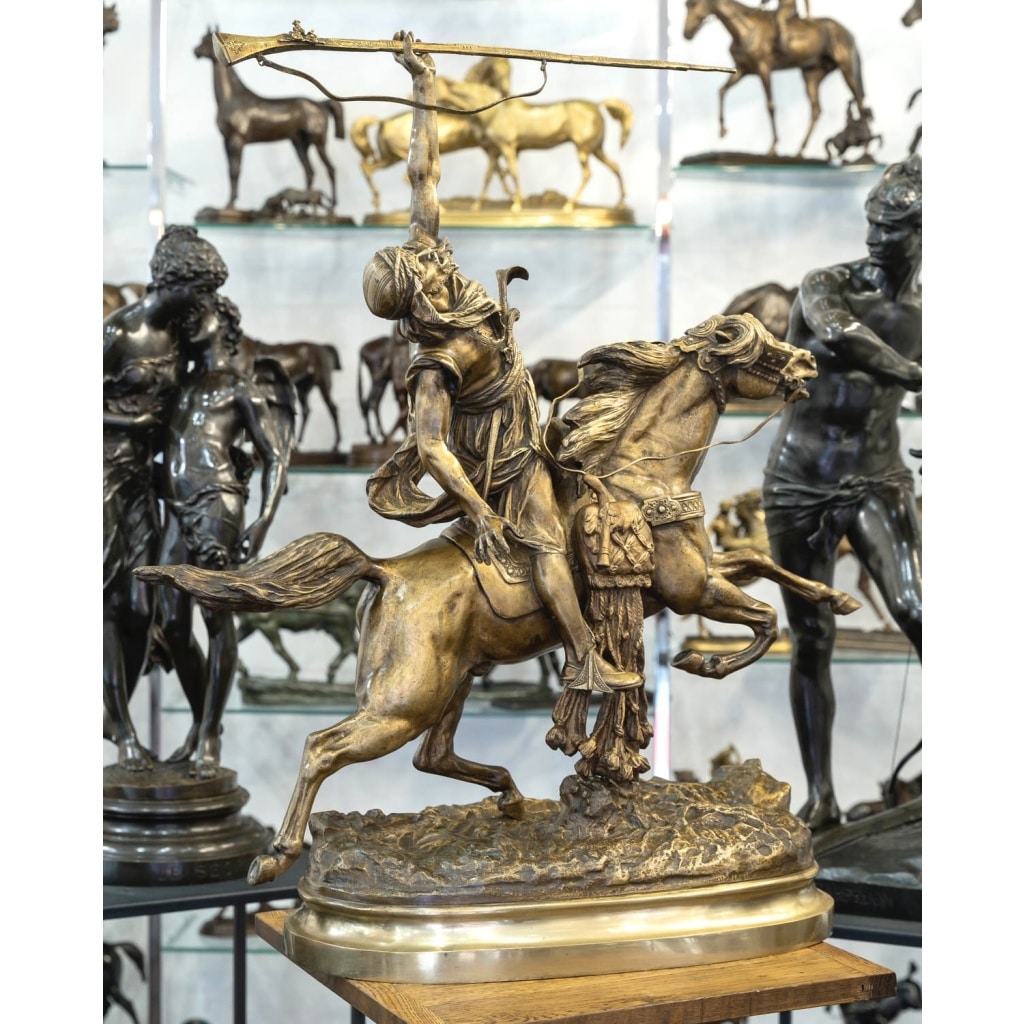 Sculpture – La Fantasia Arabe , Prosper Lecourtier (1851-1924) – Bronze | Biron 