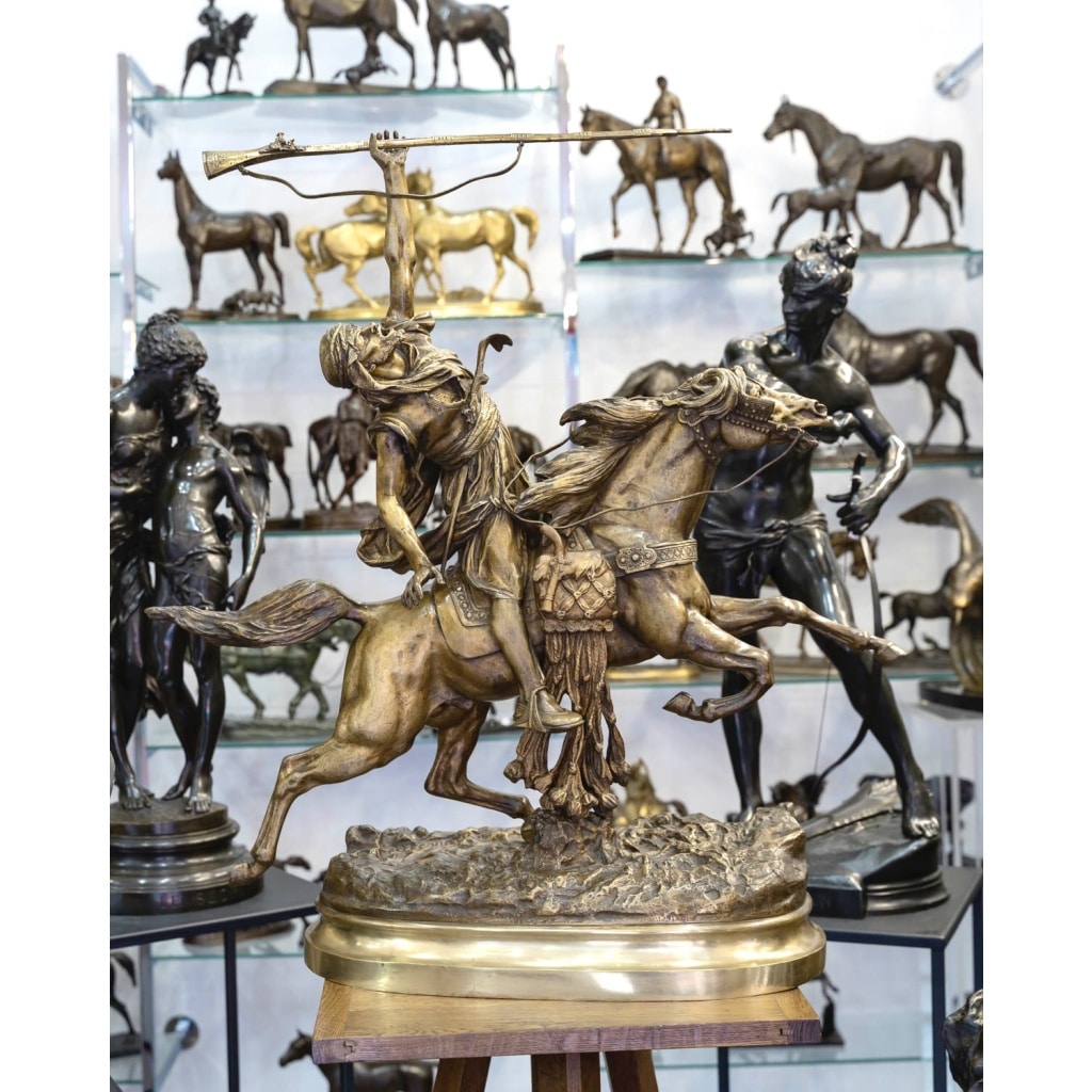 Sculpture – La Fantasia Arabe , Prosper Lecourtier (1851-1924) – Bronze | Biron 