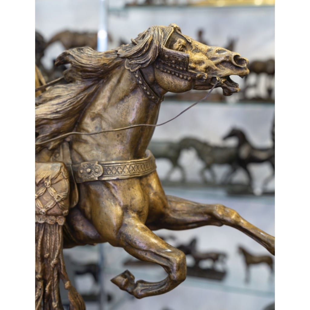 Sculpture – La Fantasia Arabe , Prosper Lecourtier (1851-1924) – Bronze | Biron 