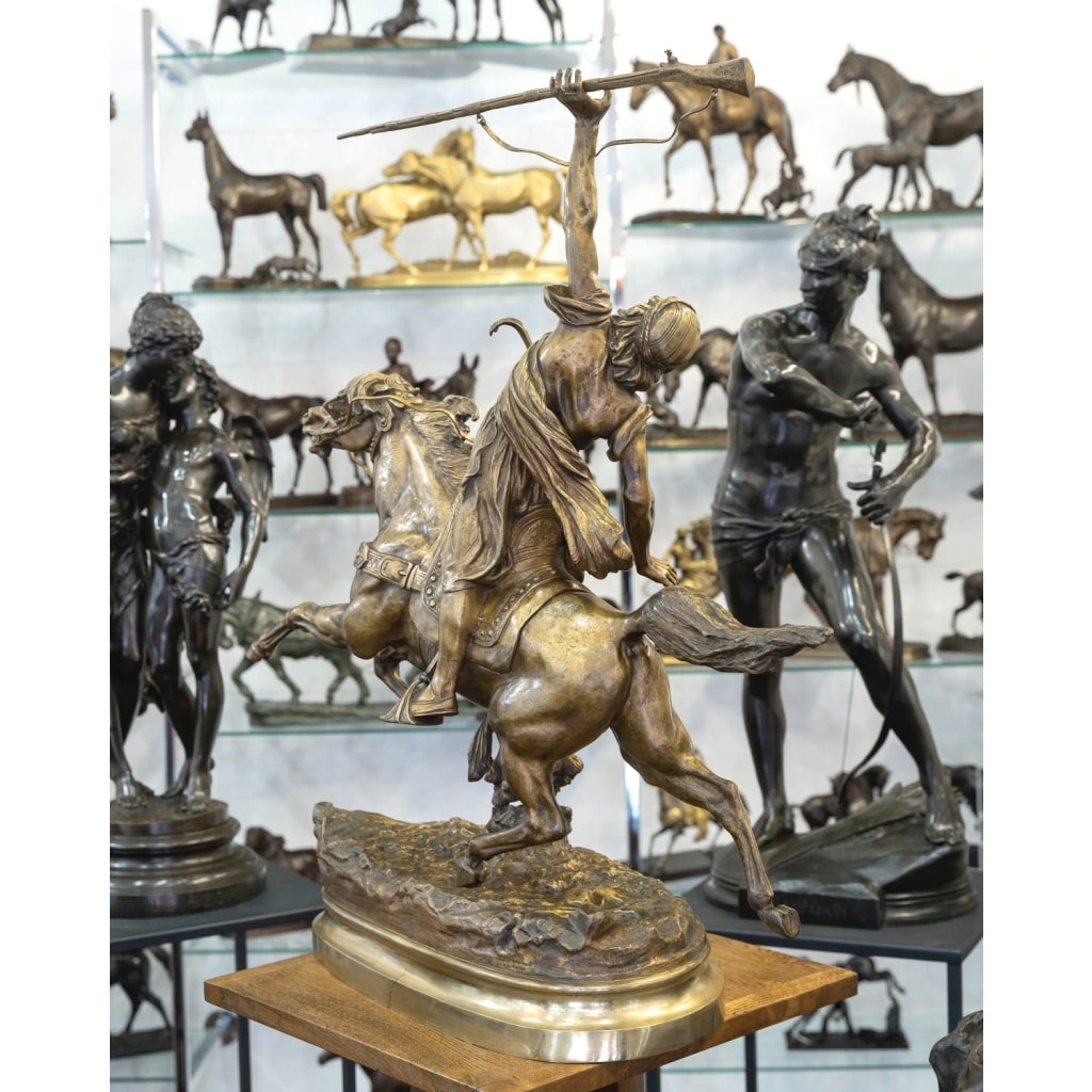 Sculpture – La Fantasia Arabe , Prosper Lecourtier (1851-1924) – Bronze | Biron 