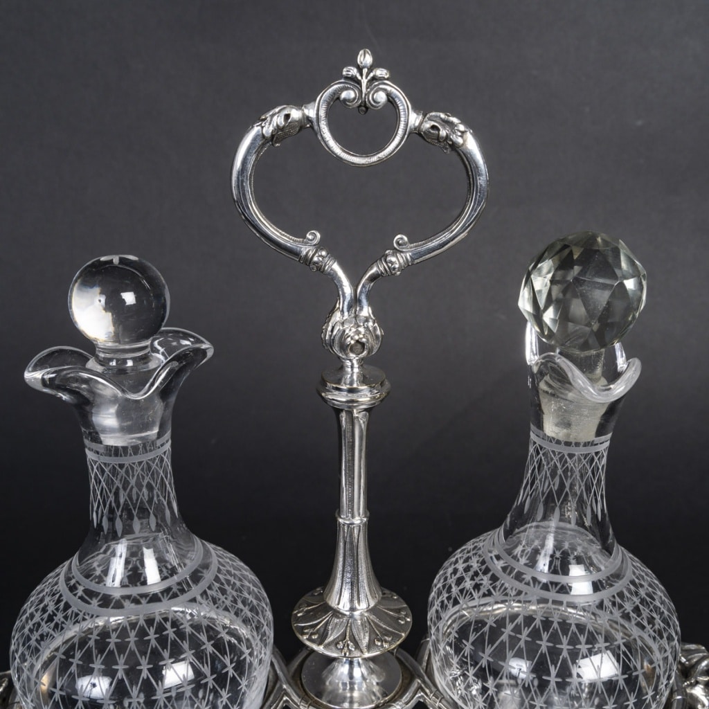 Huilier-Vinaigrier en Métal Argenté et Cristal Taillé – Époque Napoléon III, XIXᵉ Siècle | Biron 