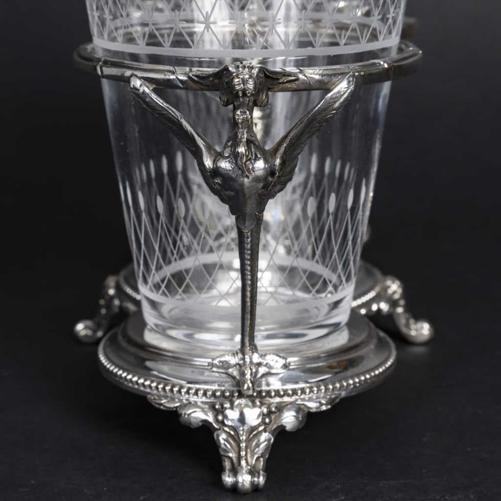Huilier-Vinaigrier en Métal Argenté et Cristal Taillé – Époque Napoléon III, XIXᵉ Siècle | Biron 