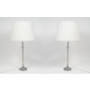 Paire de Lampes Transparentes et Abat-Jour Blanc, Style Baccarat | Biron 