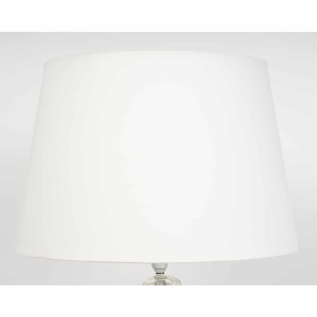 Paire de Lampes Transparentes et Abat-Jour Blanc, Style Baccarat | Biron 