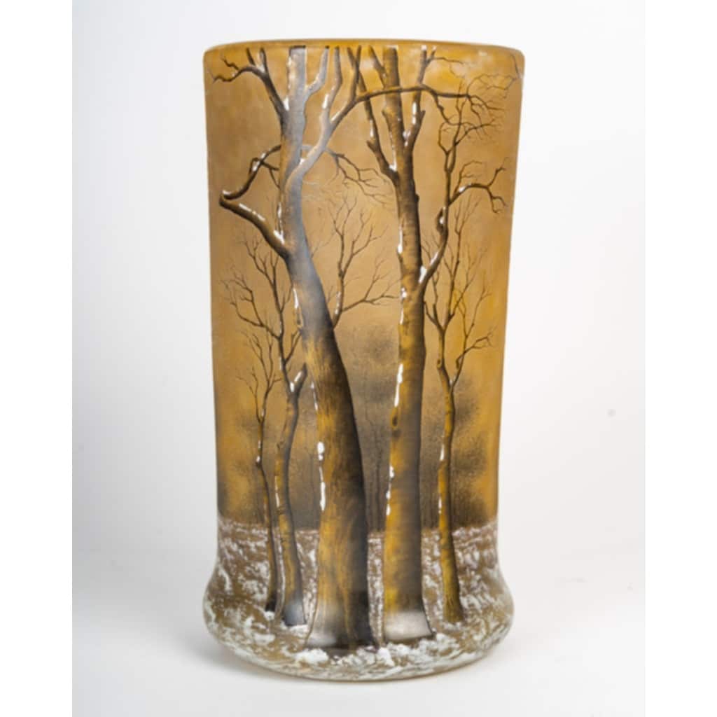 Daum Nancy :vase « arbres sous la neige « | Biron 