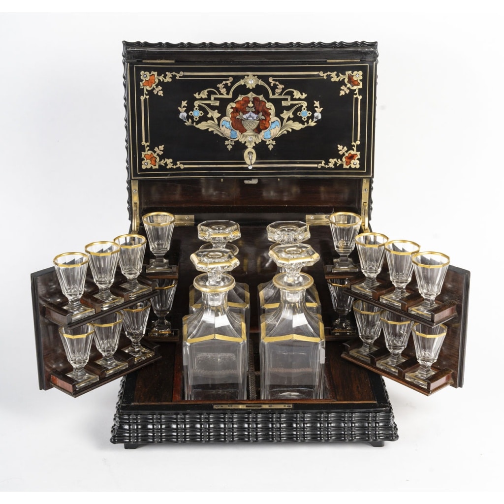 Cave à Liqueurs et Cigares Napoléon III à décor marqueté polychrome, 1860 circa | Biron 