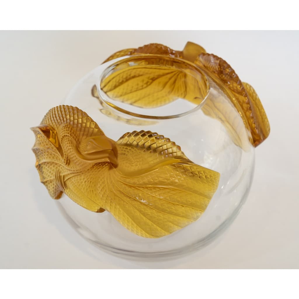 Marie-Claude Lalique – Vase « Erimaki » en Cristal Blanc et Ambre, France, 1988 | Biron 