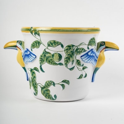 Seau à Champagne "Toucan" faïence de Moustiers de HERMES