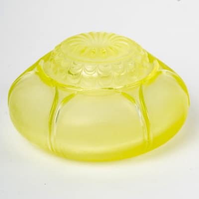 Encrier "Nénuphar" verre jaune de René LALIQUE