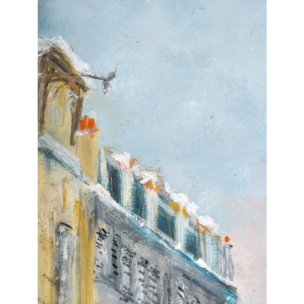 Serge Belloni (1925-2005) – La Rue des Saules sous la neige huile sur bois vers 1970 | Biron 